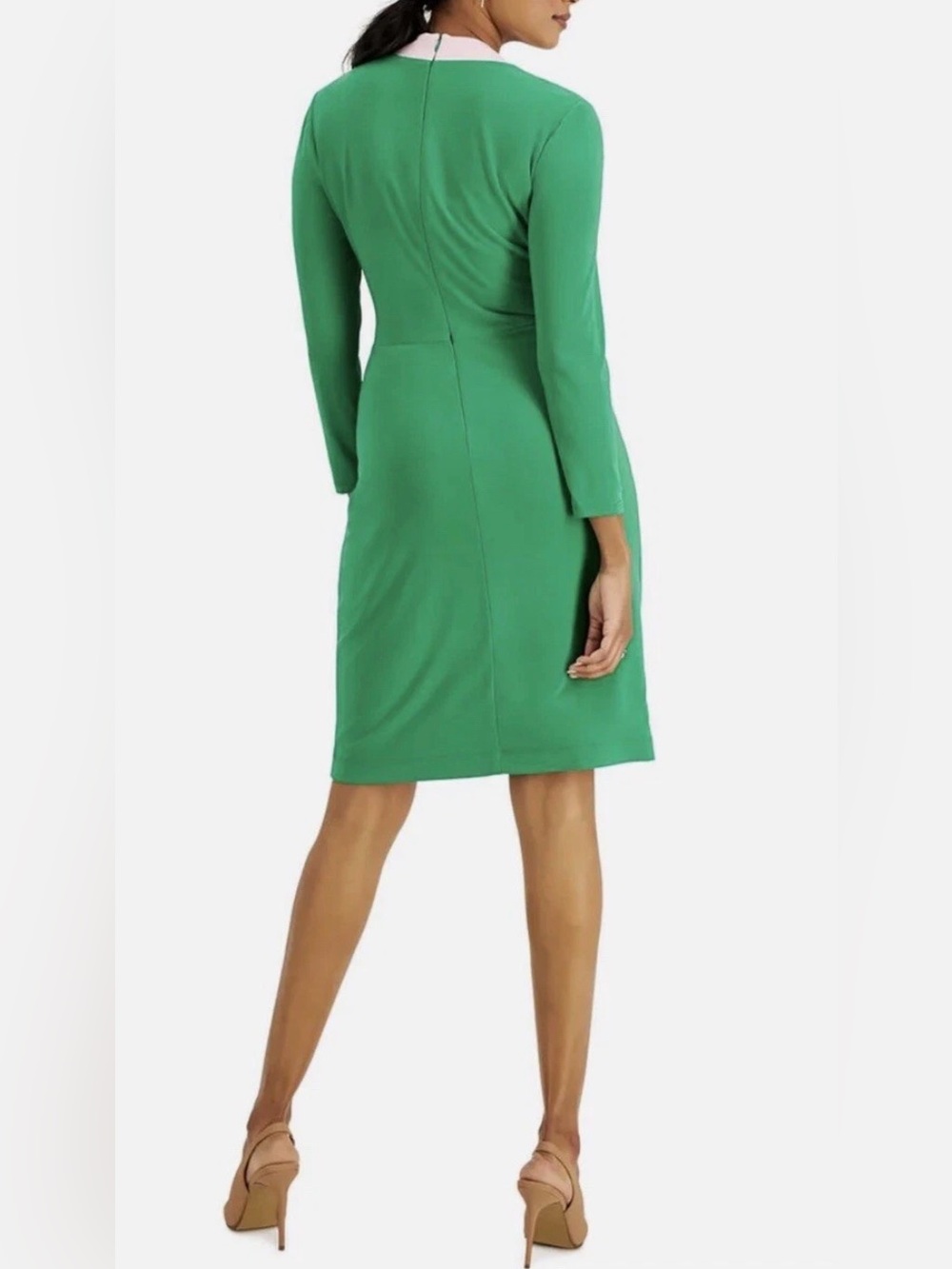 Kasper Colorblocked Faux-Wrap Sheath Dress - Green, Small, MSRP $89 - Picture 2 of 5